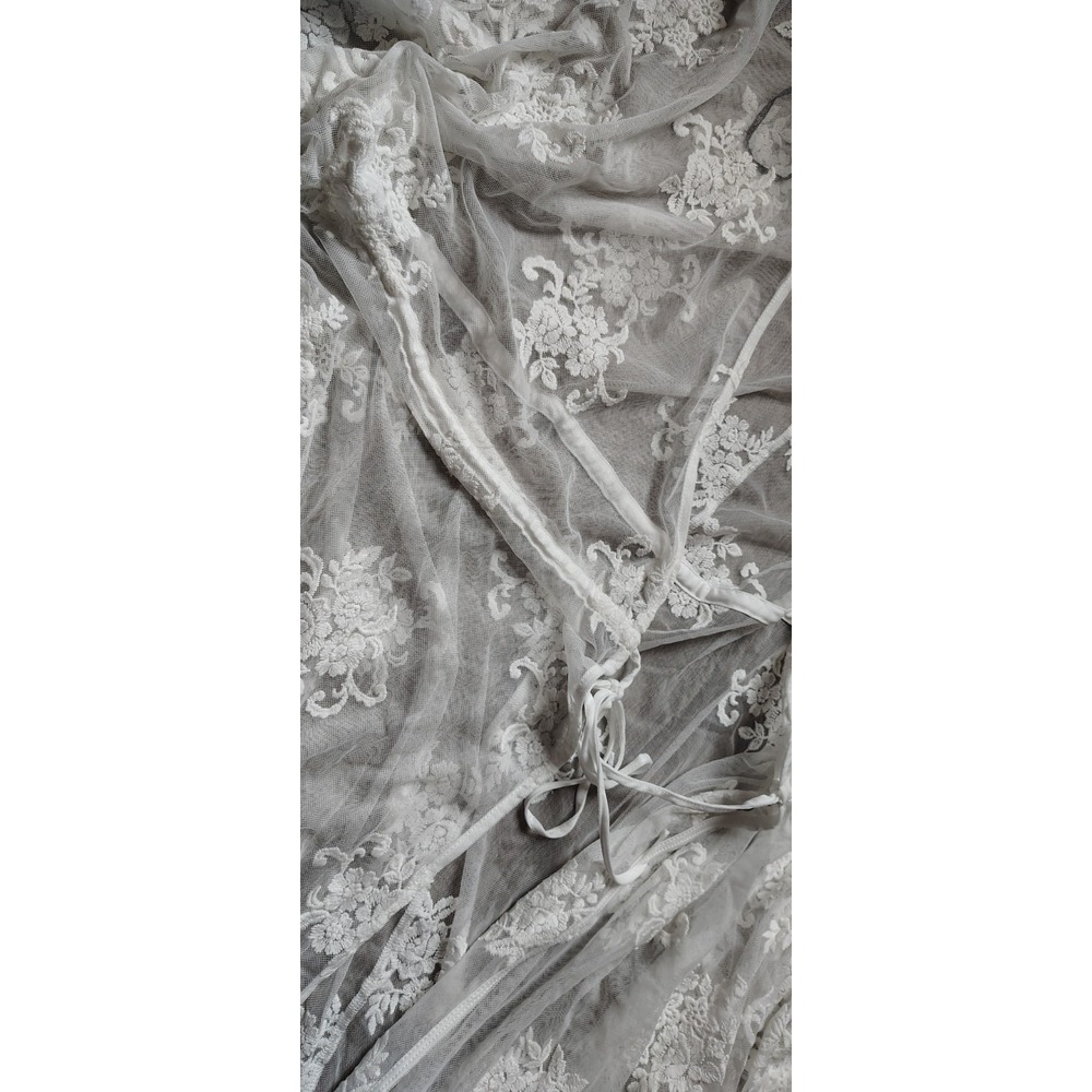 Forever 21 Sheer Ivory Lace Kimono Cover Beach Kaftan Maxi Tie Front‎ 2X/3X NEW - Picture 9 of 14